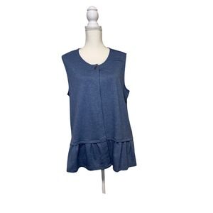 LOGO Lounge Blue Sleeveless Cardigan with Button Women's Size Large